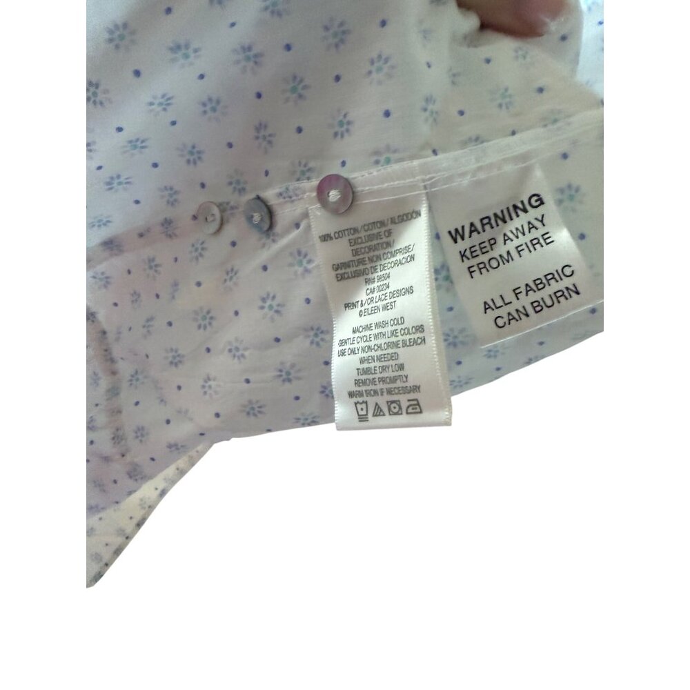 Eileen West Womens Nightgown Size M White Blue Floral Eyelet Trim Pullover New - Picture 9 of 15